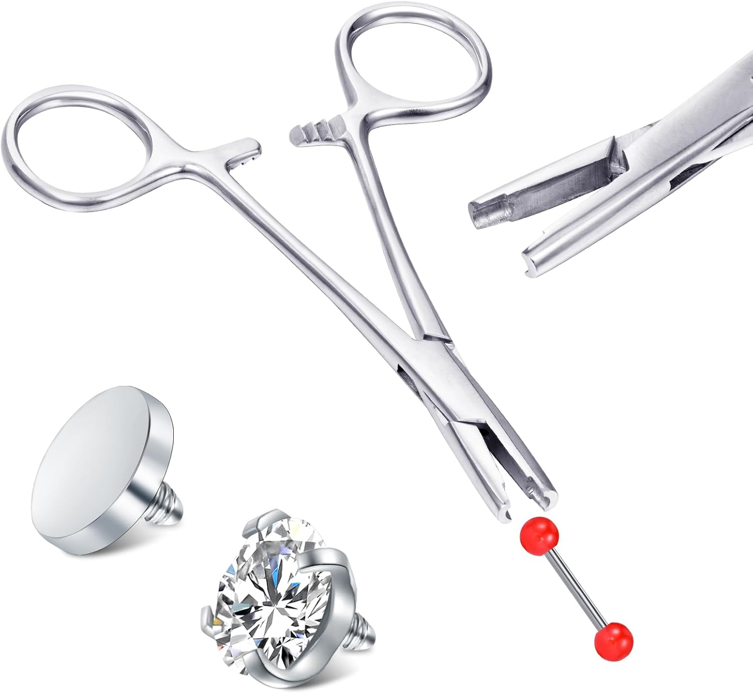 JIESIBAO Herramienta de perforación para todos los piercings, herramienta versátil para oreja, labio, ombligo, lengua, ombligo, ombligo, tabique,