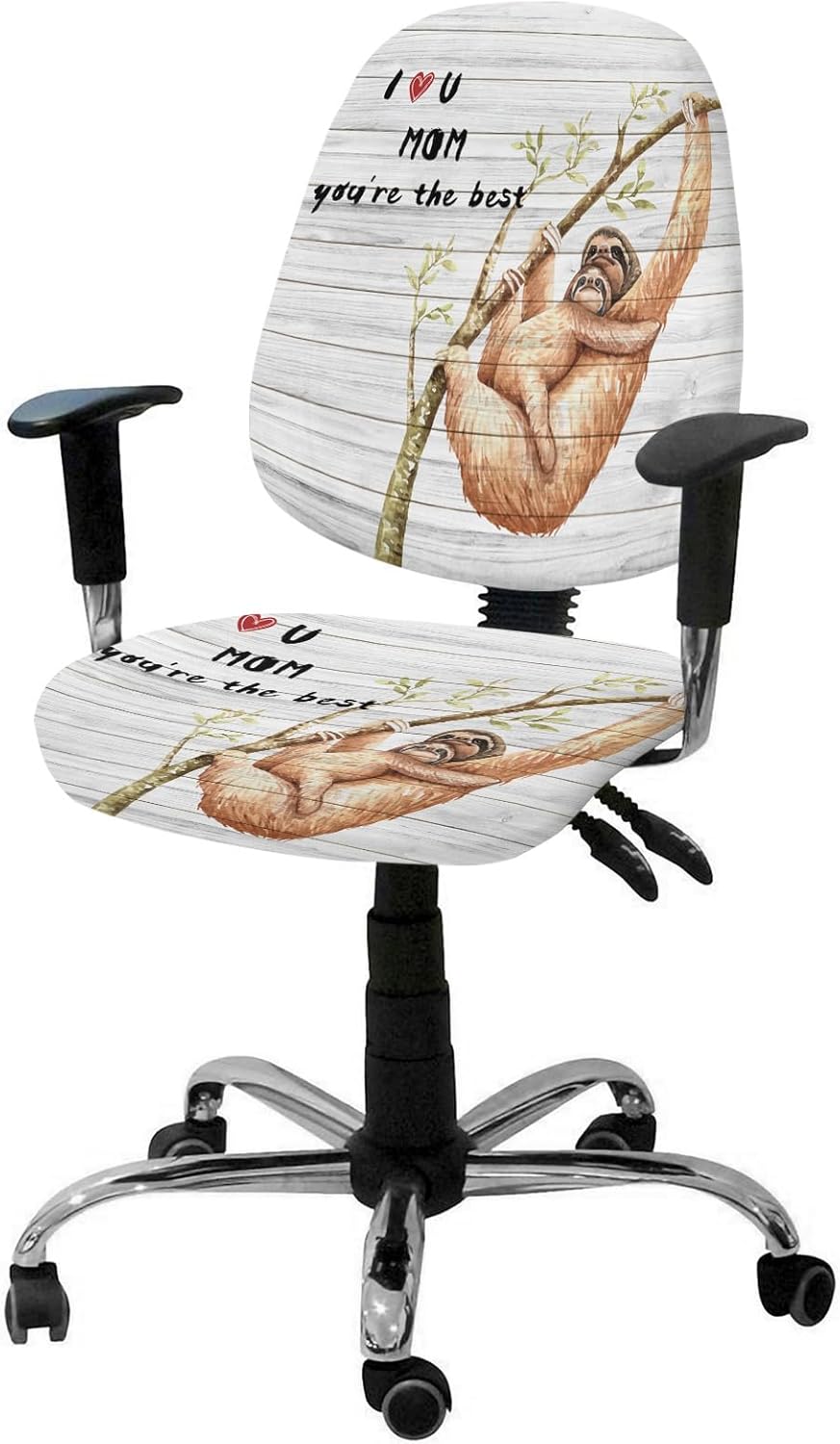 Funda para silla de oficina, diseño de perezoso, de grano de madera, elástica, universal, para silla de computadora, diseño de perezoso, funda