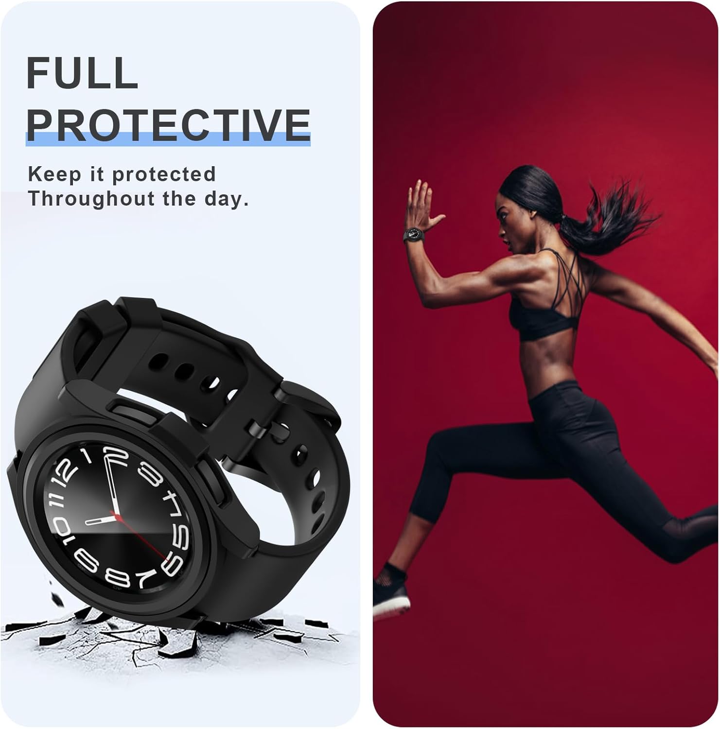 5+5 Paquete de protectores de pantalla para Samsung Galaxy Watch 6 Classic de 1.772 pulgadas, funda protectora de policarbonato duro JZK + película