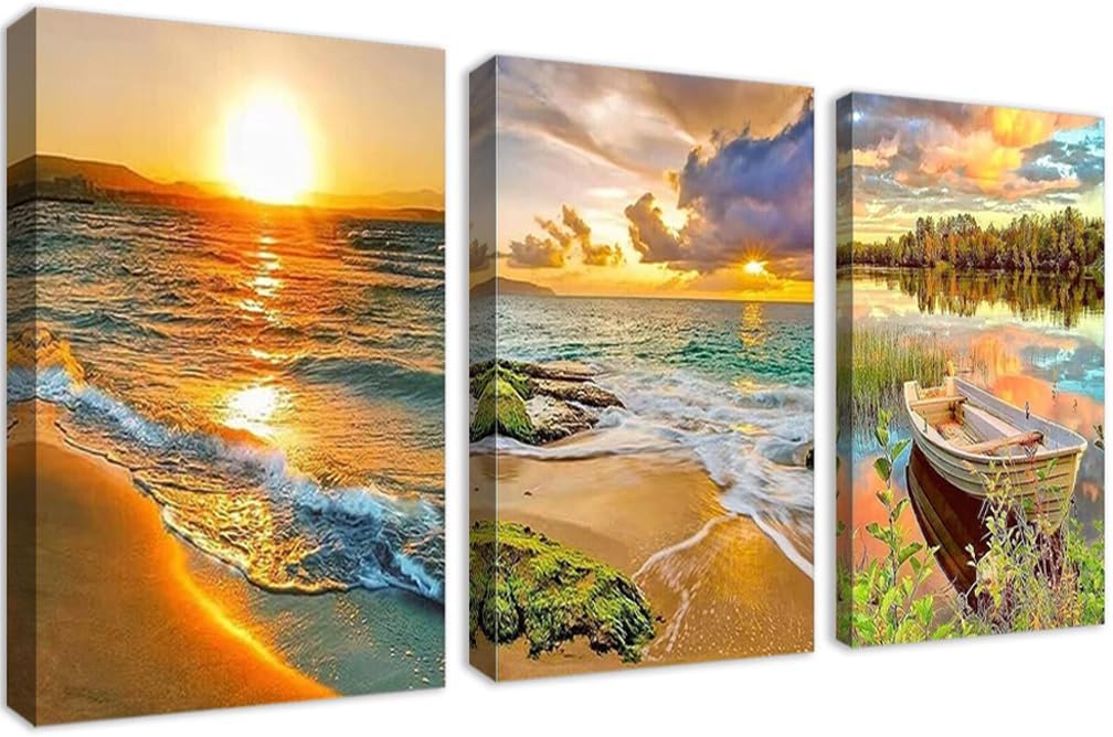 Paquete de 3 kits de pintura de diamantes para adultos, pintura artística de diamantes grandes 5D, arte y manualidades de diamantes de imitación de