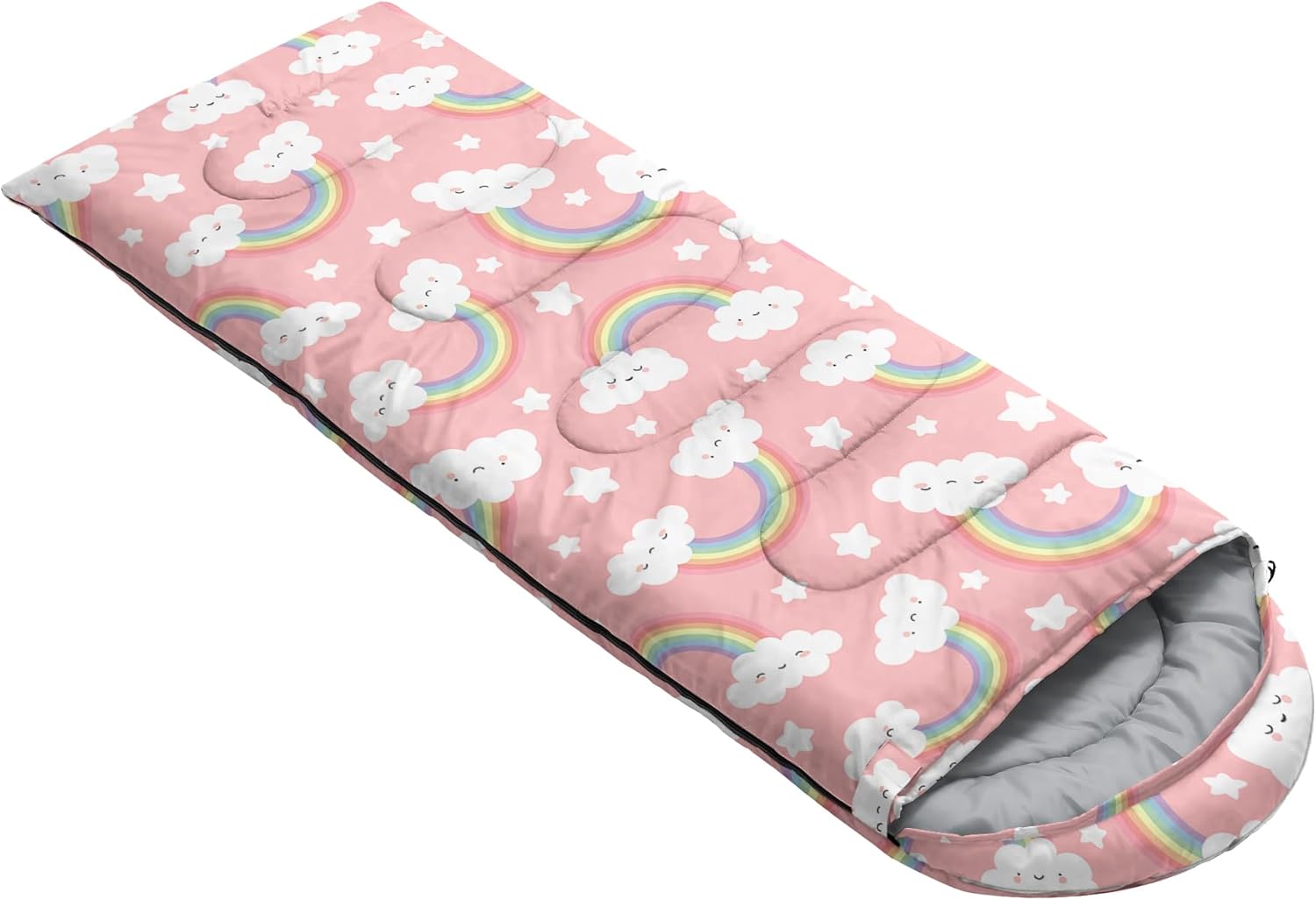 AILONEN Saco de dormir con bolsa de transporte compacta, para adultos, niñas, niños, pijamadas, viajes, al aire libre, impermeable y ligero, saco de