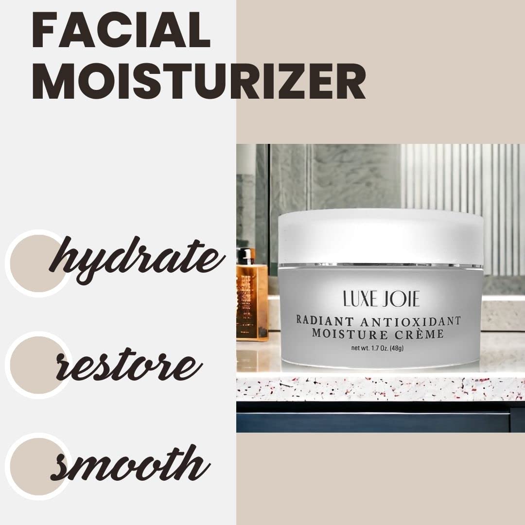 Crema hidratante antioxidante radiante de 1.7 oz Squalane Crema facial para mujeres envejecidas para piel seca, sensible, hidratante facial,