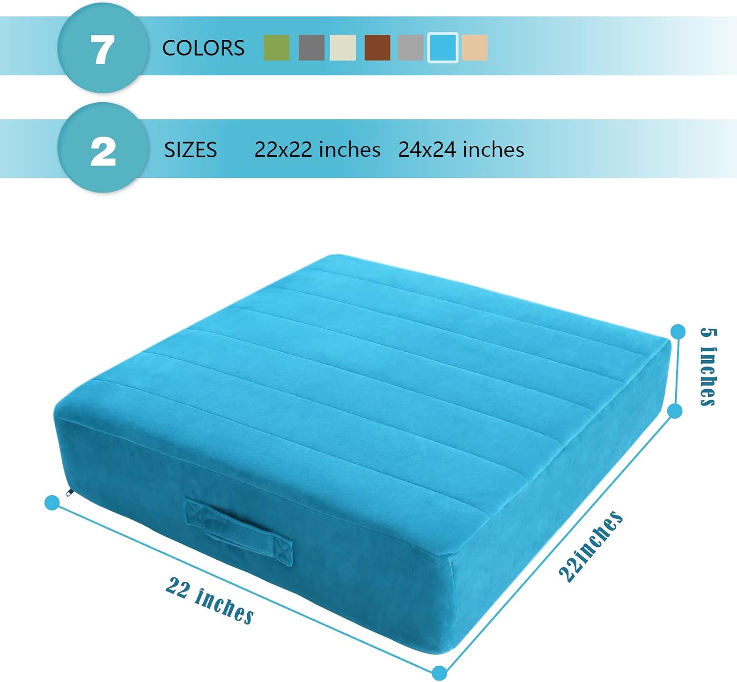 MeMoreCool Almohada cuadrada para asiento de suelo para adultos y niños, cojín de meditación grande con espuma gruesa y funda suave copetuda, cojín