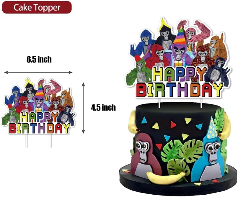 Decoración de fiesta de juego de gorila, adornos para tartas de juego de gorila, decoración de cupcakes para fiesta temática de realidad virtual,