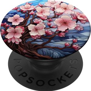 Vidrieras de color de agua flores de cerezo PopSockets Standard PopGrip Vidrieras de color de agua flores de cerezo PopSockets Standard PopGrip