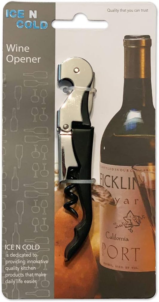 Abridor de botellas de vino de doble bisagra, color negro mate y acero inoxidable, paquete de 72