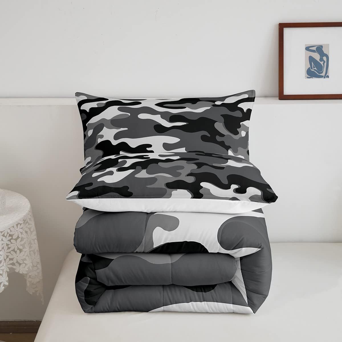Juego de edredón de camuflaje militar para niños y adolescentes, juego de ropa de cama de camuflaje para niñas y hombres, juego de edredón militar,