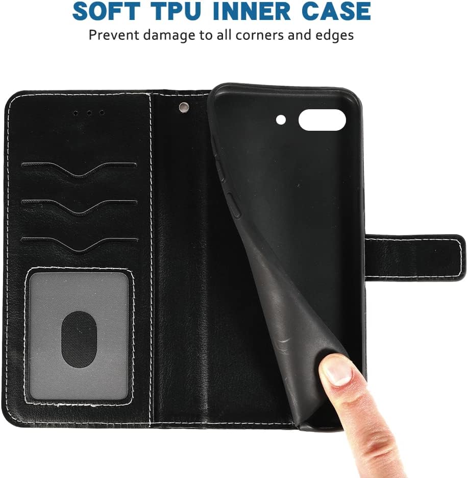 Compatible con Oppo R15 Neo – Funda tipo cartera con correa para la muñeca con cordón de cuero, soporte para tarjetas, accesorios para celulares,
