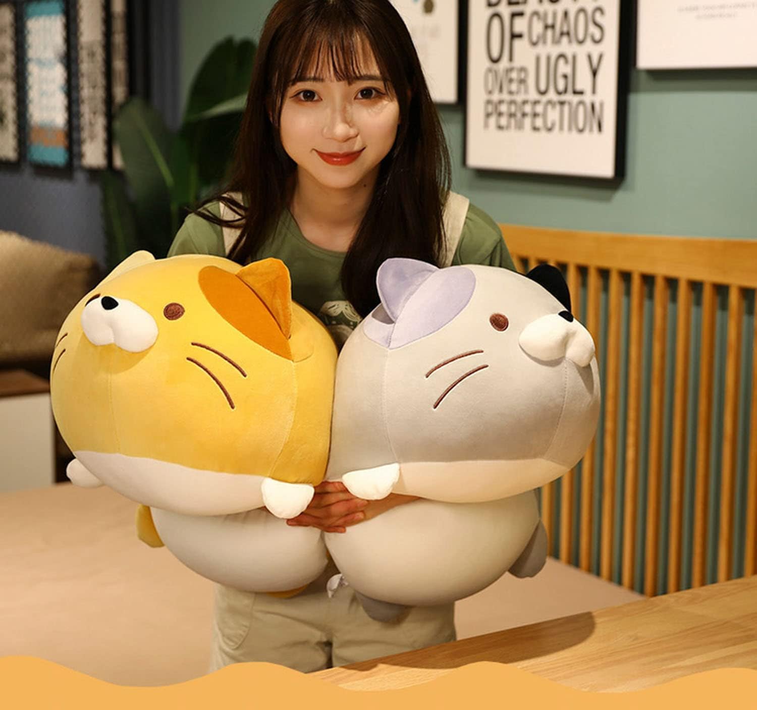 Linda y suave y gorda de gato atigrado de peluche, juguetes de peluche para gatos y gatitos, almohada para abrazar, regalo para niños y amantes
