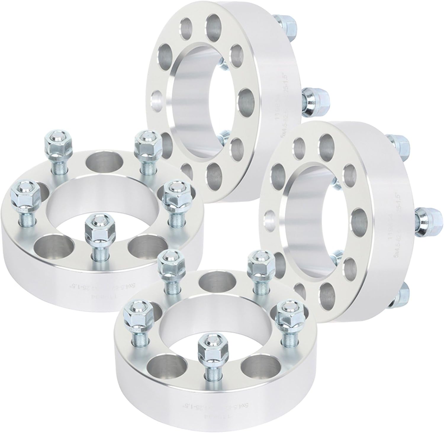 ECCPP 4 espaciadores de rueda de 5 x 114.3 de 5 x 4.5 a 5 x 4.5 con 12 x 1.25, 3.248 in, 1.5 pulgadas, color plateado, compatible con 2009-2020 para