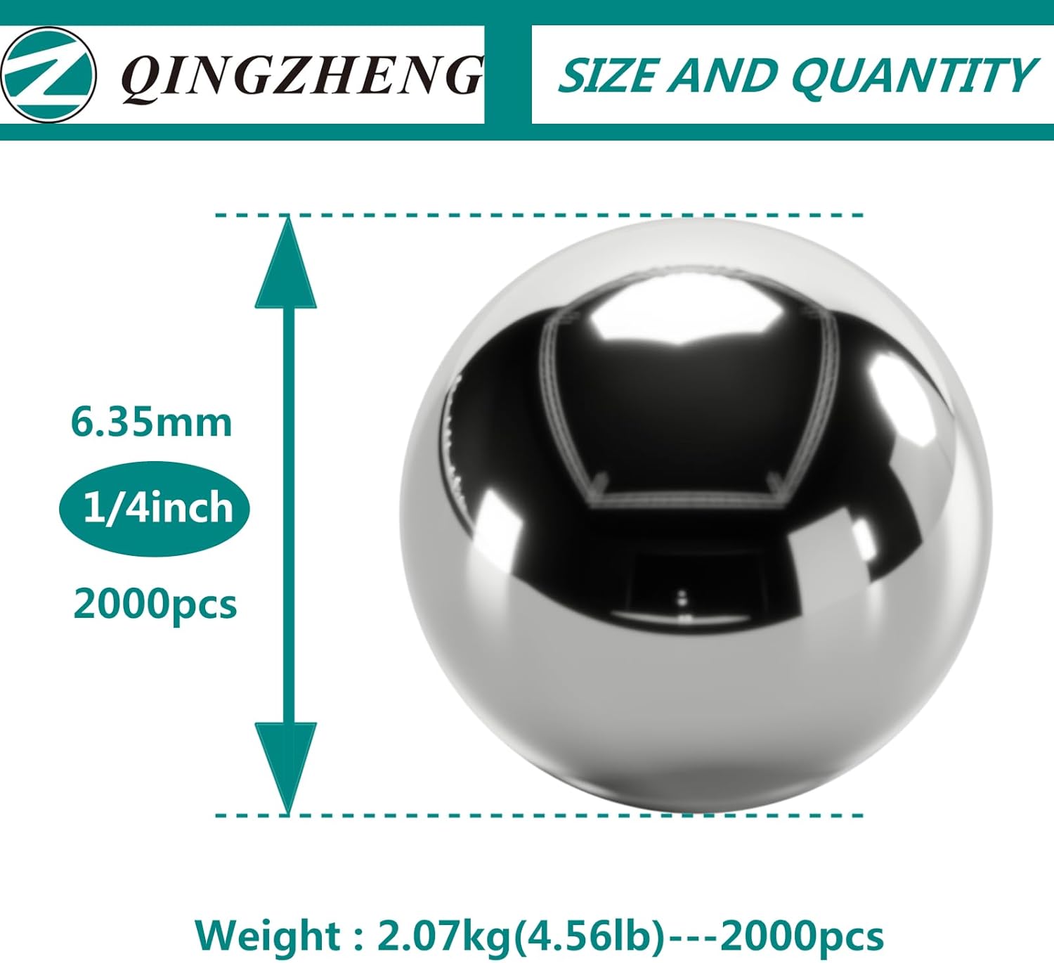 -2000pcs 14inch 0.250 in bolas de rodamiento de acero de precisión Slingshot bola de munición