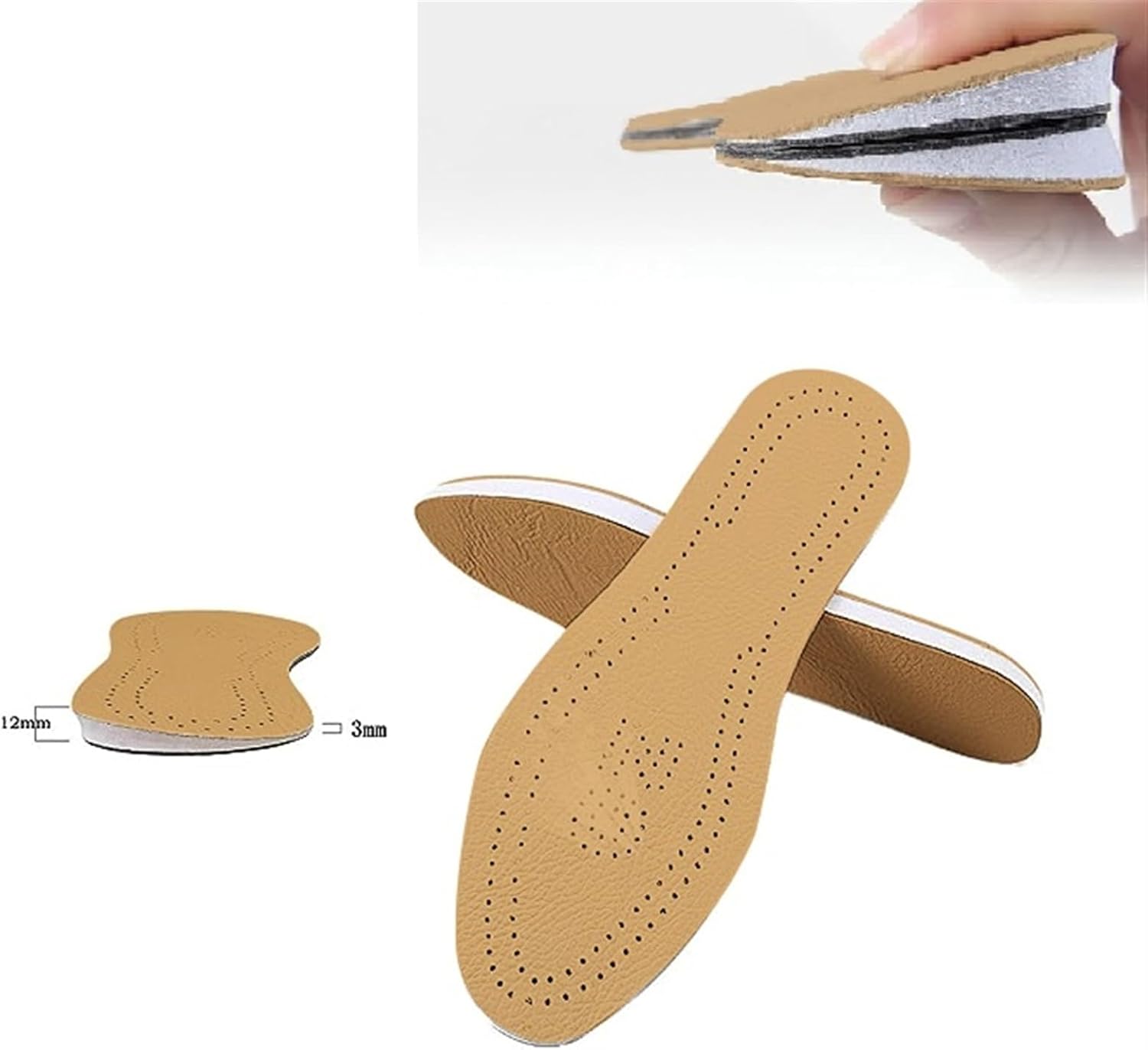 2 pares de plantillas ortopédicas de cuero para piernas OX, inserciones de talón, rodilleras de cuña para mujeres y hombres, pronación correctiva,