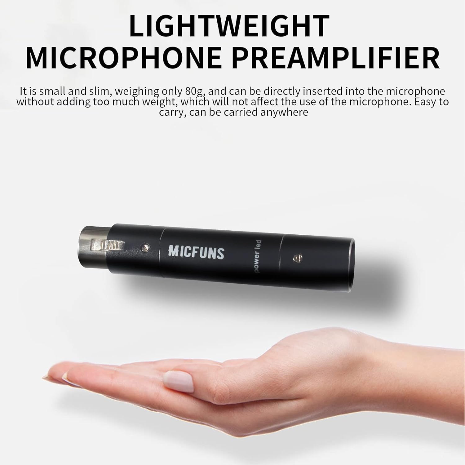 Micfuns Preámbulo de micrófono en línea M1, preamplificador de amplificador de micrófono con ganancia de 28 dB para micrófonos de cinta dinámicos y