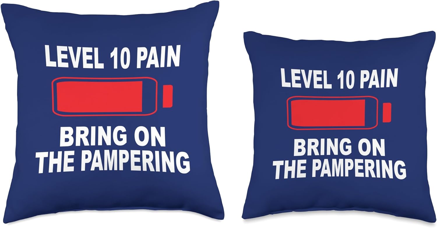 DesignsByKelley Best Wishes Fast Recovery Gifts Funny Level 10 Pain Bring On The Pampering Injury Recovery – Almohada de recuperación de lesiones,
