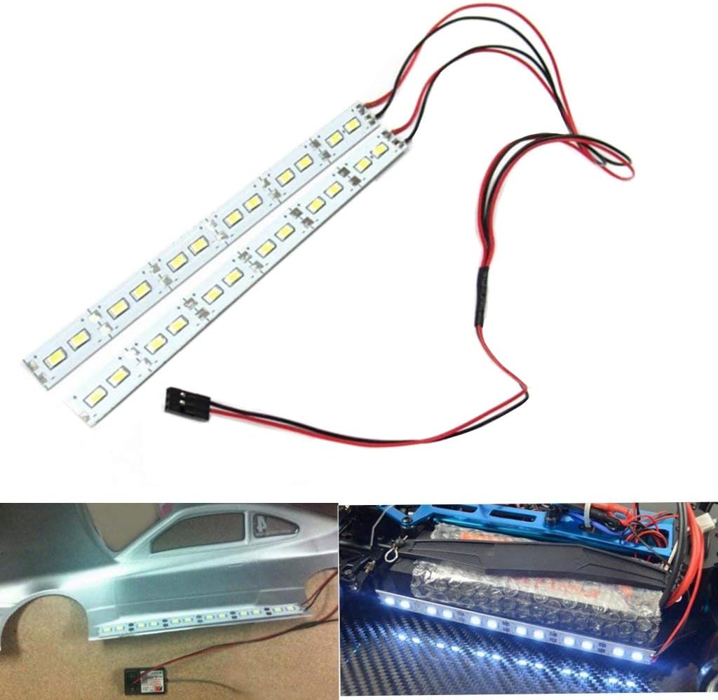 ShareGoo – Tira de luces LED RC de aluminio con 24 LED, 6 V, compatible con 110 18 HPS HPI Redcat Traxxas RC Car Crawler Buggy, color blanco
