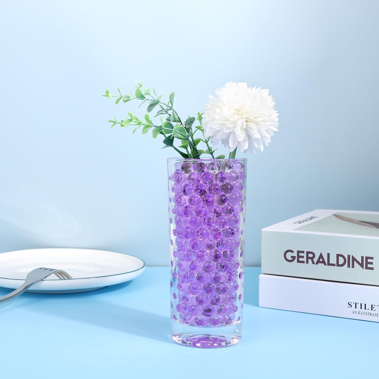 20000 cuentas de agua moradas para jarrones, cuentas de gel de cristal redondas para velas flotantes, decoración floral, fiesta de Navidad y