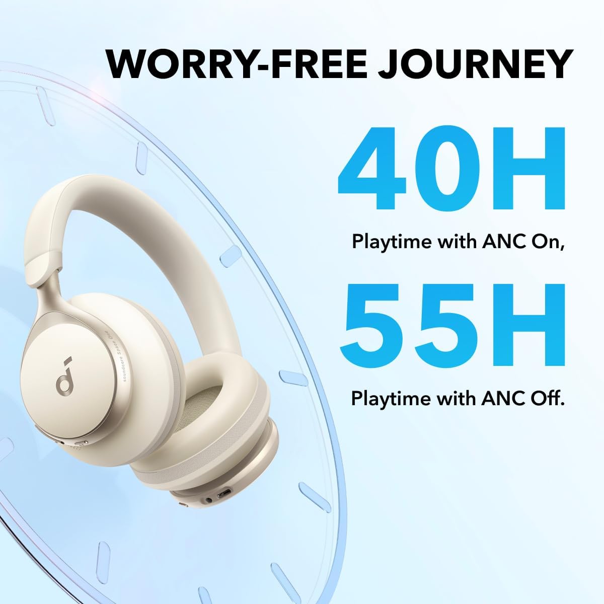 Soundcore by Anker, Space One, auriculares con cancelación activa de ruido, reducción de voz 2 veces más fuerte, tiempo de reproducción ANC de 40