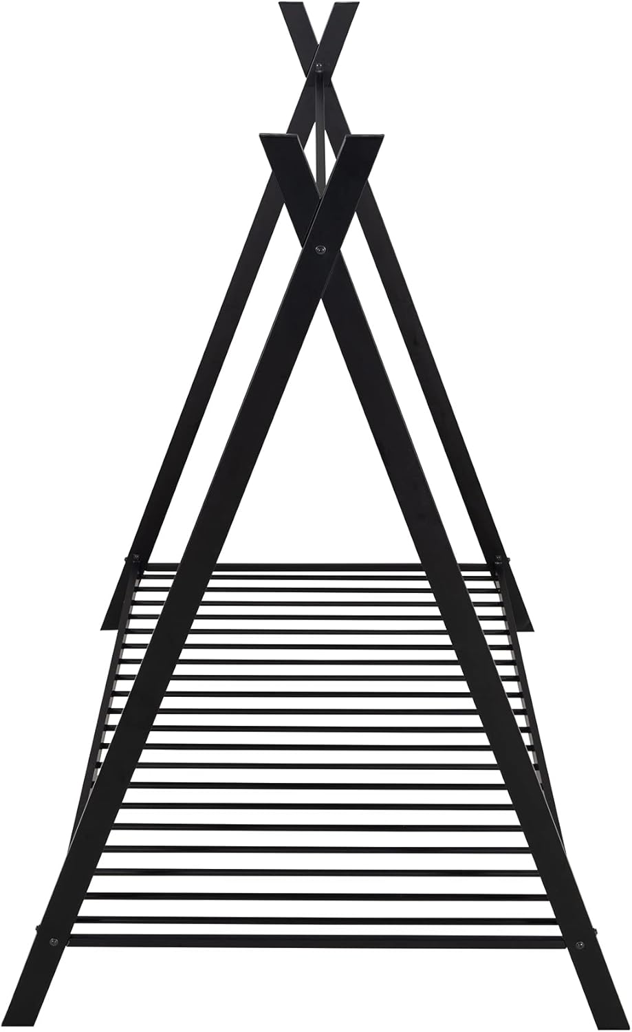 Lifeand Marco de cama de tamaño individual, cama de metal con listones para niños, niñas, niños, no necesita somier, color negro