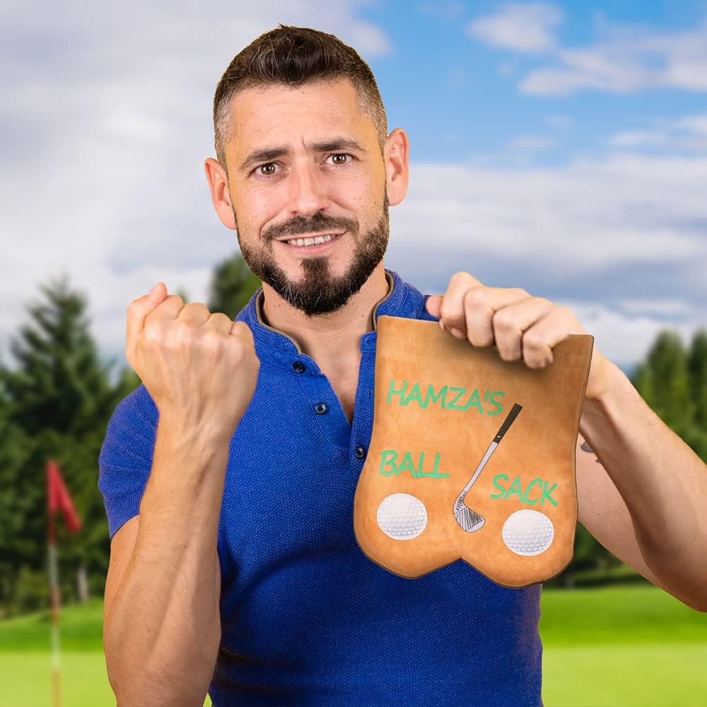 Bolsa de pelota de golf con nombre personalizado, bolsa divertida para pelotas de golf, regalos de golf para hombres, soporte portátil de franela