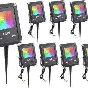 Iluminación de paisaje de bajo voltaje de 10 W, luces LED RGB que cambian de color, control remoto, impermeable, proyector de jardín, patio, lámpara Iluminación de paisaje de bajo voltaje de 10 W, luces LED RGB que cambian de color, control remoto, impermeable, proyector de jardín, patio, lámpara