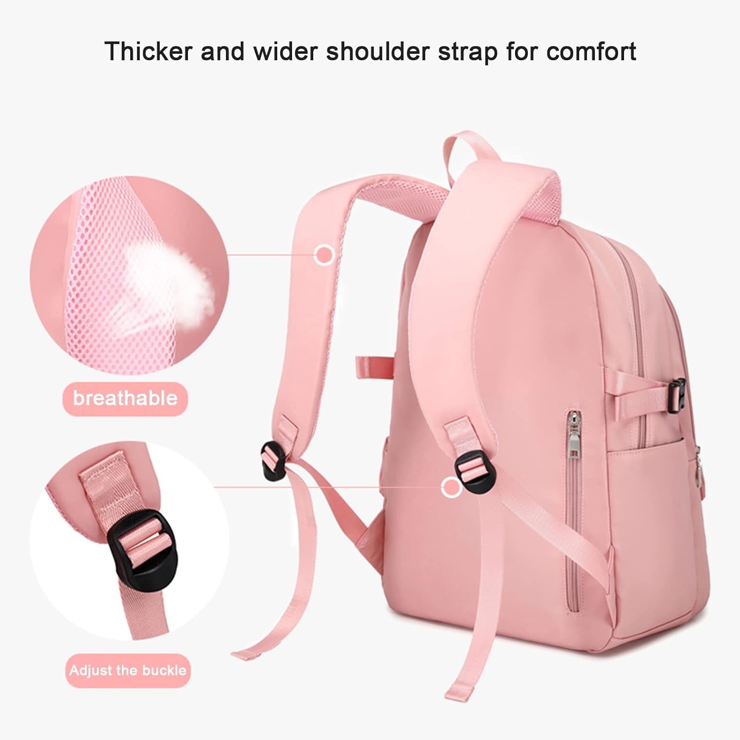BEULPTN Mochila escolar para niñas, bonita mochila para la escuela y adolescentes, mochila de viaje impermeable para la escuela secundaria, A-Negro,