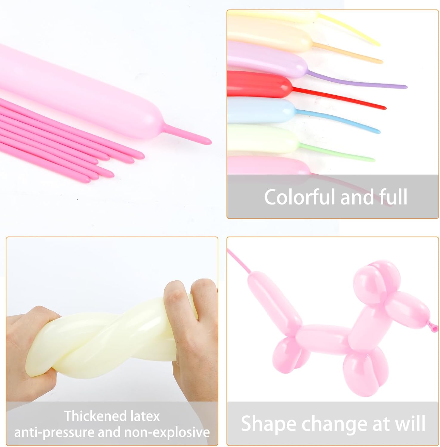 260 globos, 50 globos largos, mezcla de colores macarrones, 260 globos, globos largos para arco de globos, kit de animales de globo, globos para
