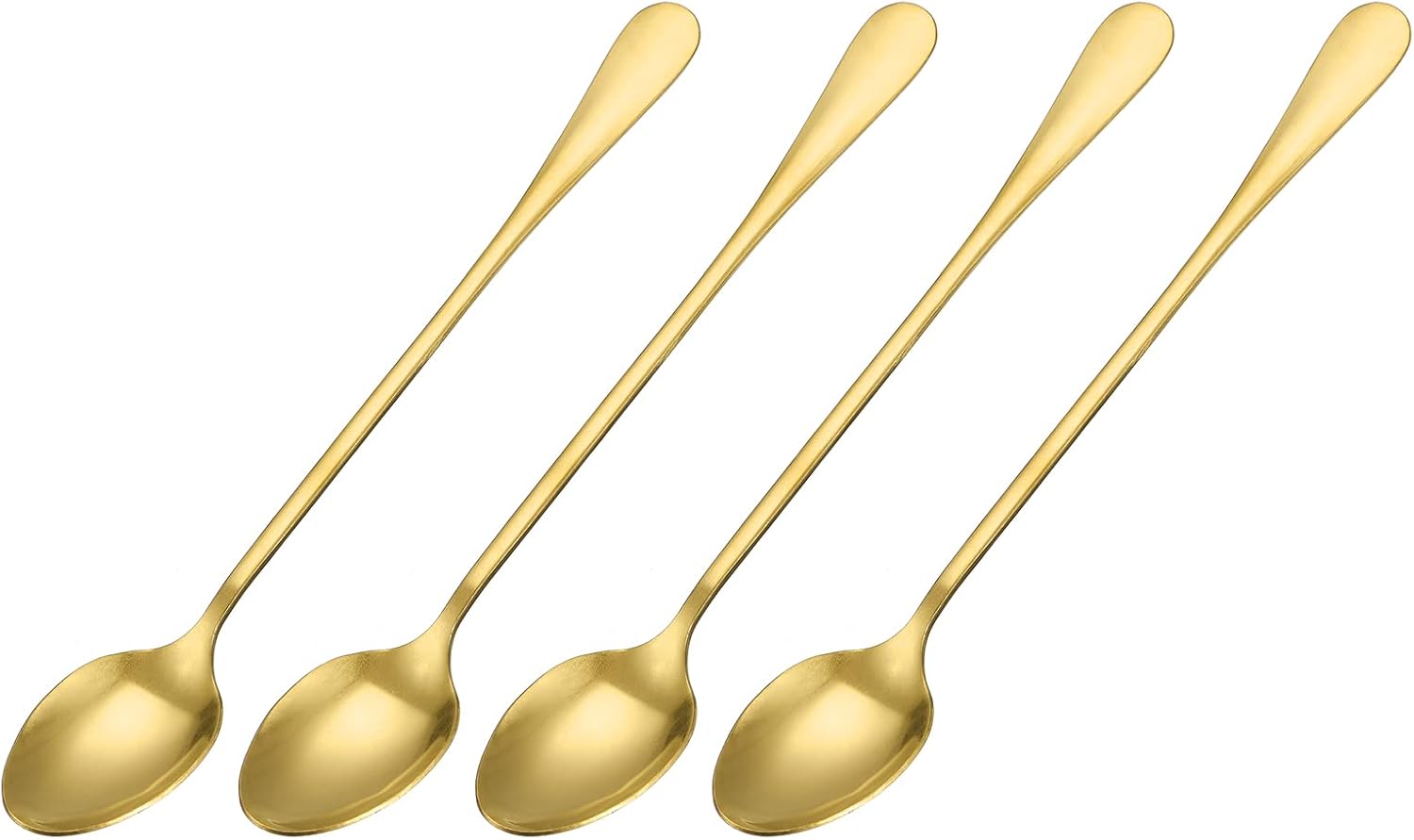 uxcell Juego de 4 cucharas de mango largo, cuchara de helado de acero inoxidable de 7.5 pulgadas, cucharas de café para mezclar, bebidas, café