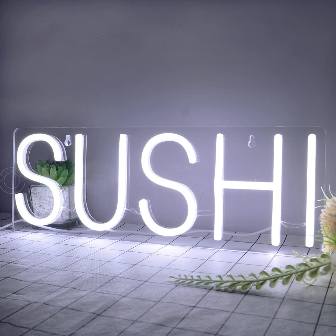 SYLHOME SUSHI – Letrero de luz LED de neón para negocios, decoración para colgar en ventanas, restaurante, pancarta publicitaria, mesa de sushi,