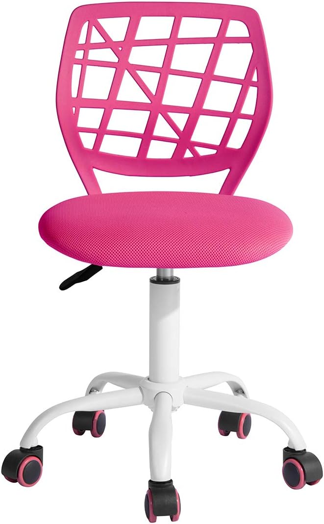 FurnitureR Silla de trabajo para adolescentes, niños y niñas, asiento trasero de tela de malla de polipropileno de baja media, silla de estudio para