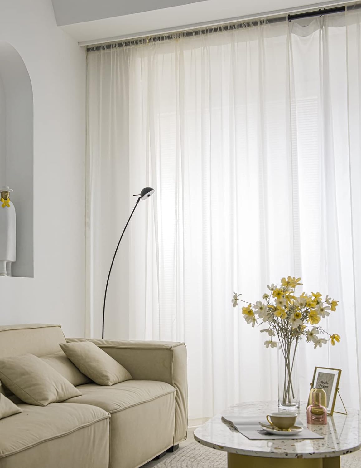 MOONVAN Cortinas semitransparentes para ventanas de 78 in de largo, 52 in de ancho, juego de 2 paneles de cortinas traslúcidas, bolsillo para barra