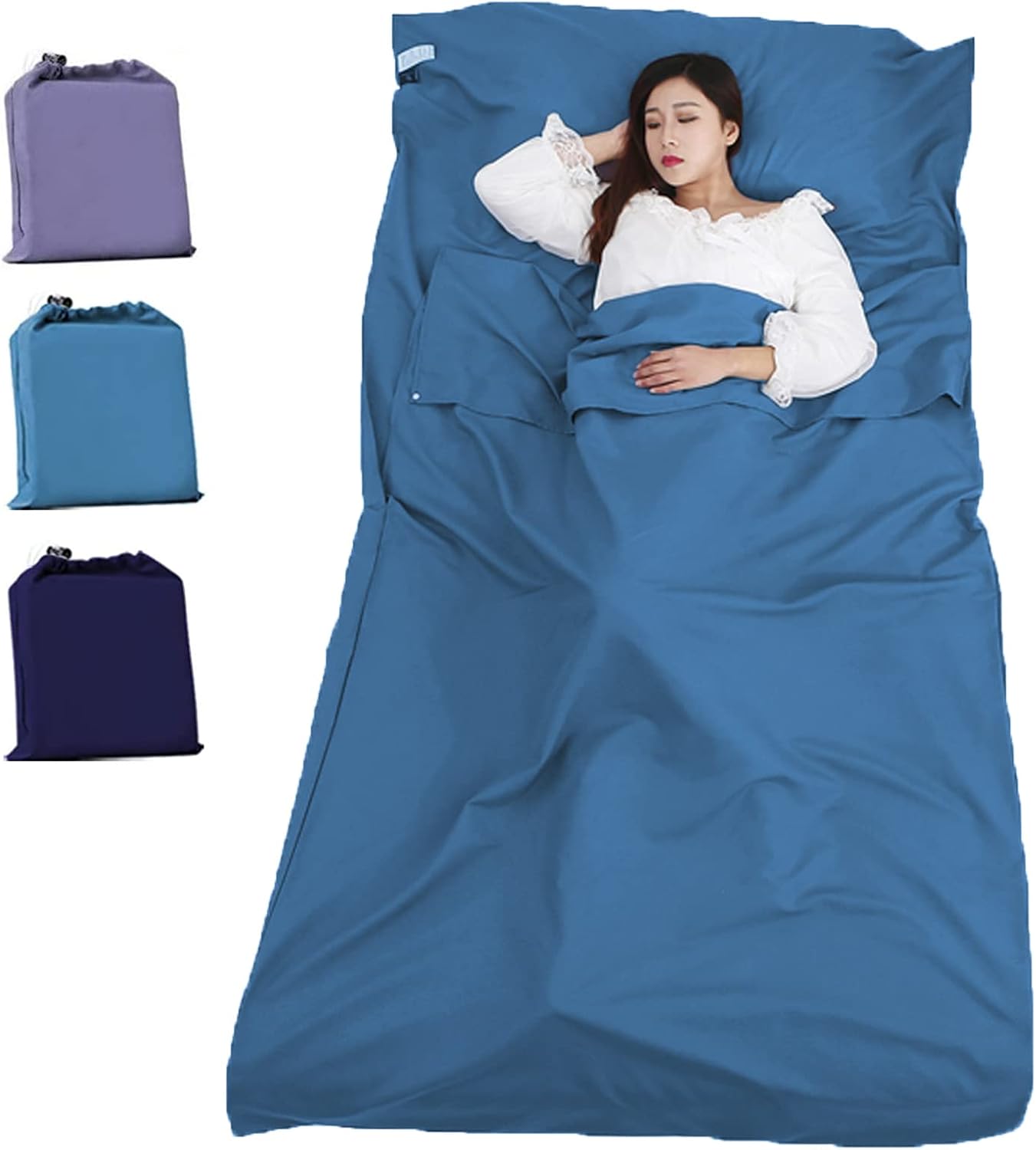 Saco de dormir portátil para viajes, camping, sábanas ligeras y compactas para adultos, cómodos forros para viajes, hotel, camping, picnic,