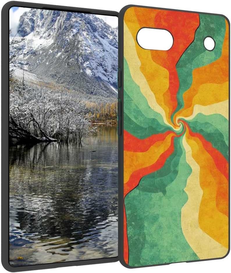 Funda para Google Pixel 6A, diseño retro abstracto, hippie, colorido arco iris, para hombres y mujeres, funda antideslizante de silicona suave para