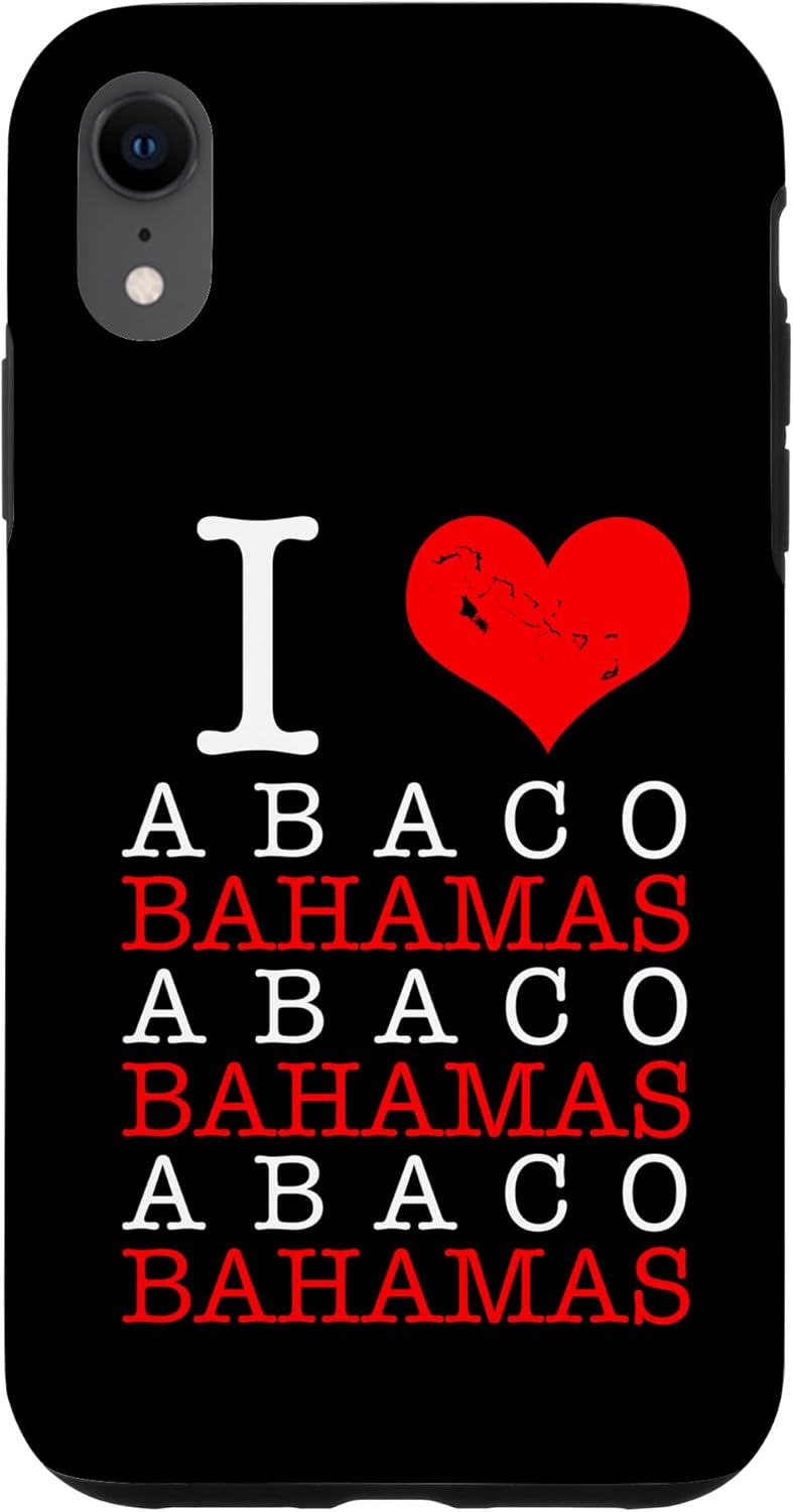Funda para iPhone XR Abaco I Love Bahamas Map Vacation Cruise Bahamian Valentine