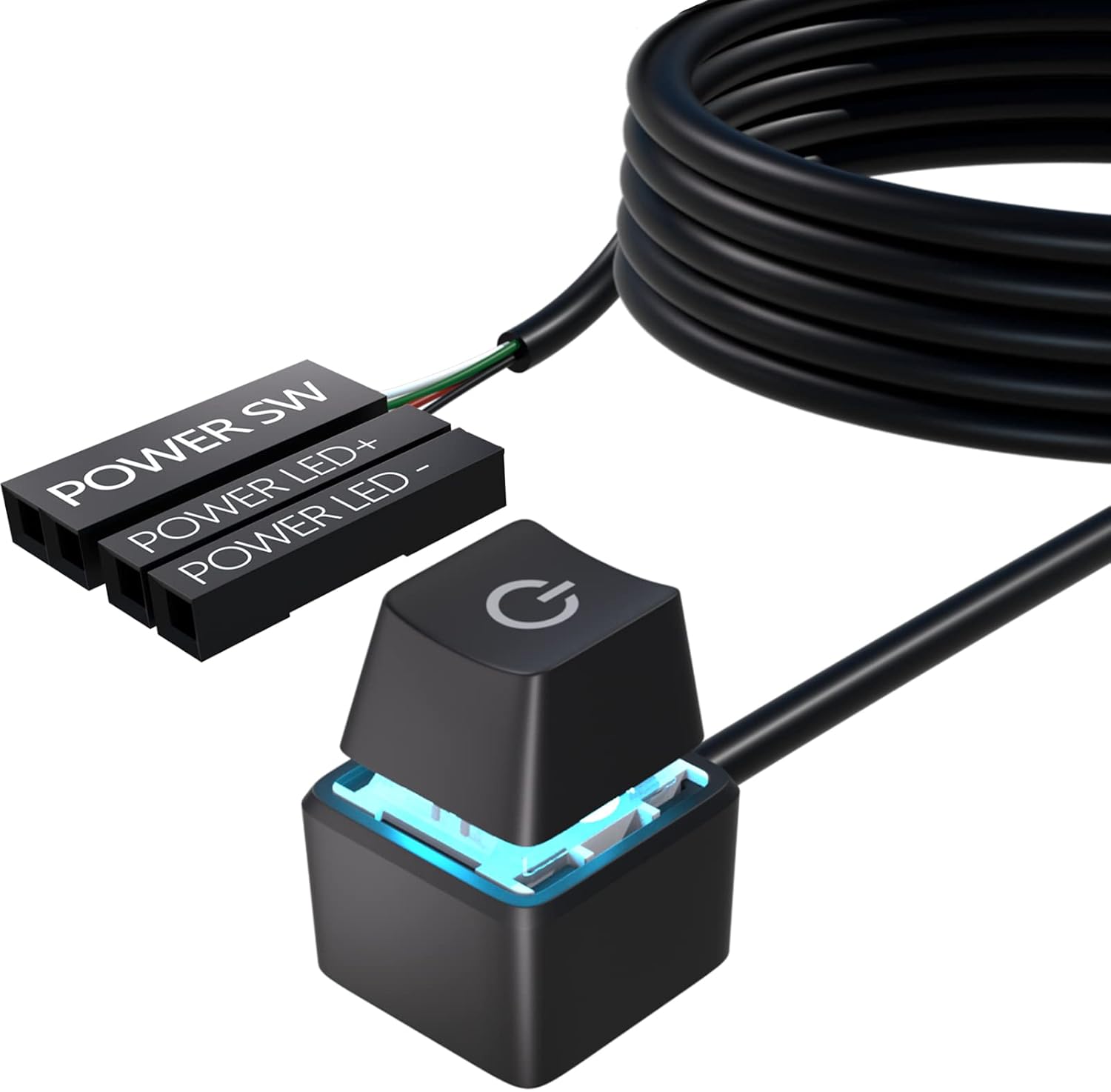 Oddtone Interruptor de alimentación de computadora de escritorio, cable adaptador de control de fuente de alimentación, 65 pulgadas, botón de