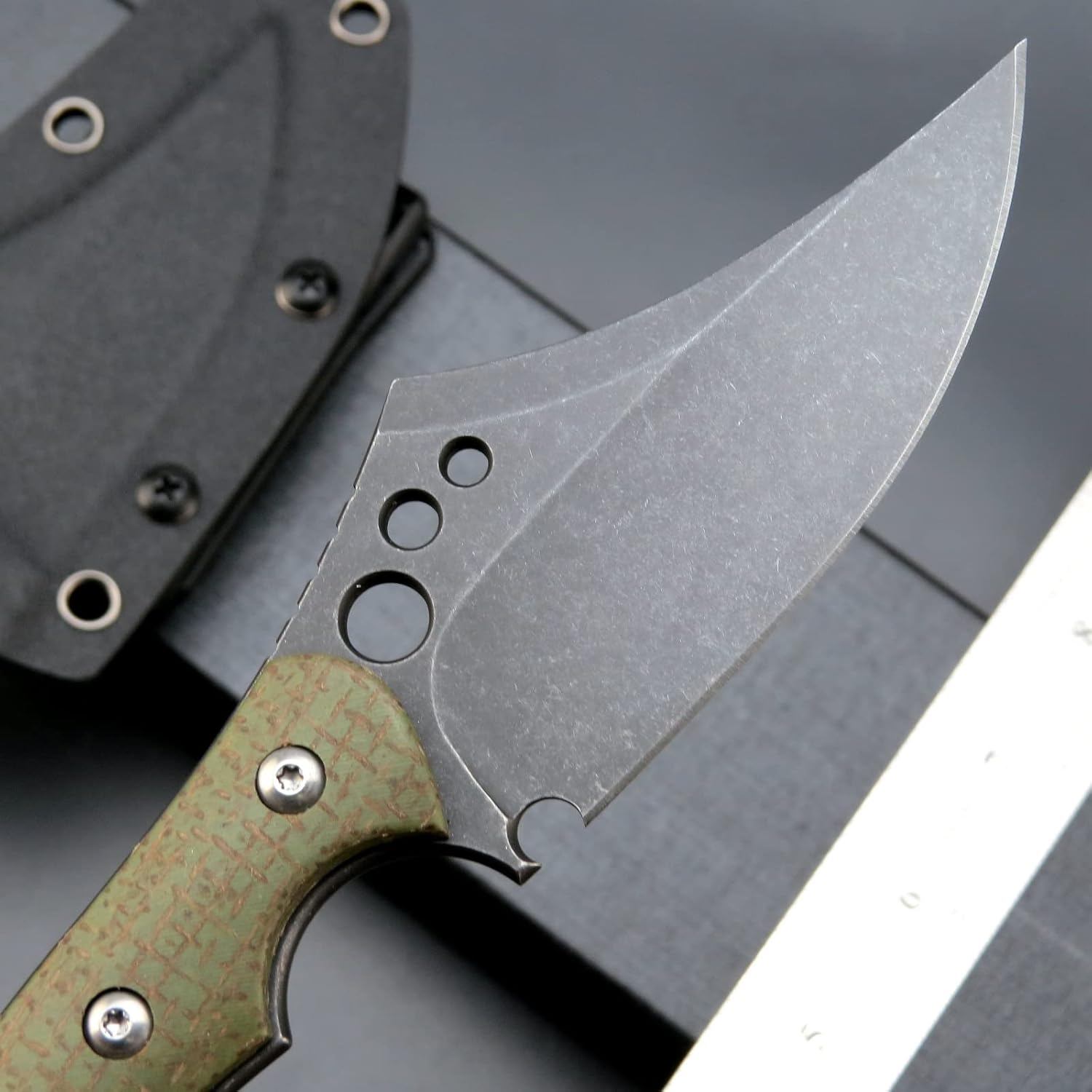 Ccanku C1116 Cuchillo de hoja fija, hoja de acero D2+mango Micarta cuchillo de supervivencia al aire libre con fundas Kydex (verde)