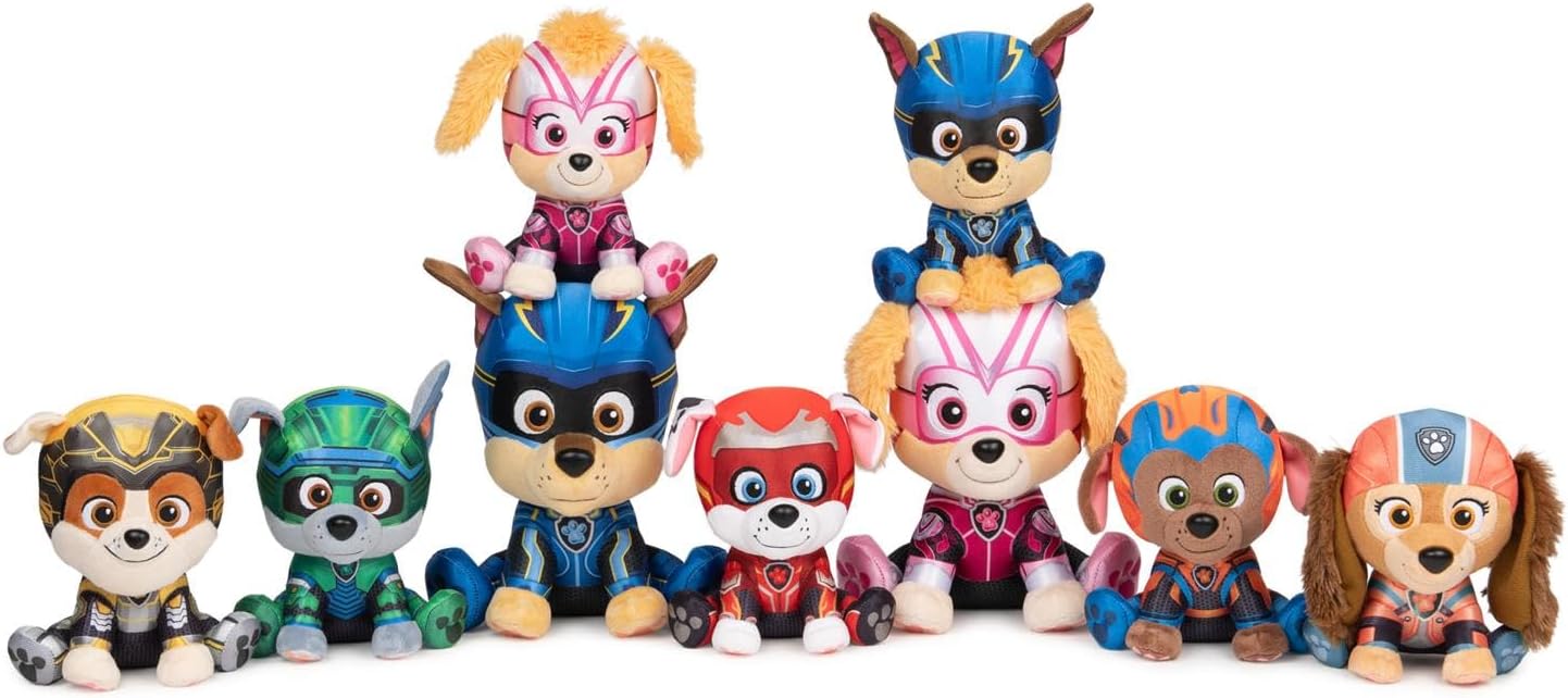Gund Paw Patrol The Mighty Movie – Paquete de 3 peluches Rocky Zuma Rubble de 6 pulgadas