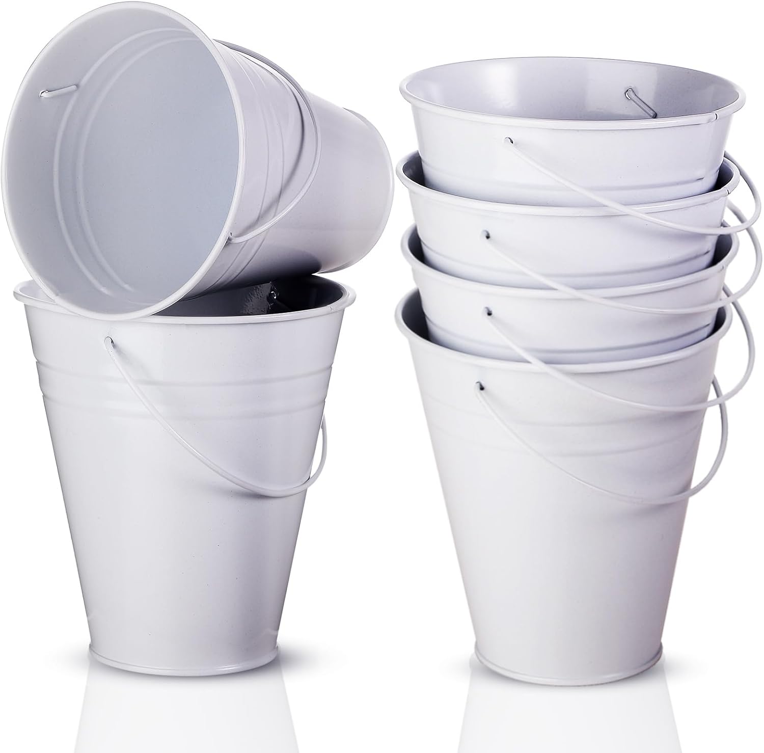 Sadnyy Paquete de 6 cubos galvanizados de Pascua, cubo de metal de 5 pulgadas con asas, cubos y cubos de metal, suministros de fiesta para niños,
