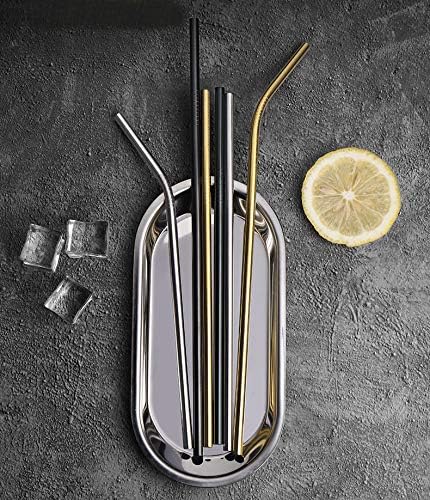Brightbuy Pajitas de metal de 48 piezas a granel, pajitas de acero inoxidable de 8.5 pulgadas, dobladas negras, 0.236 in de diámetro para vasos de