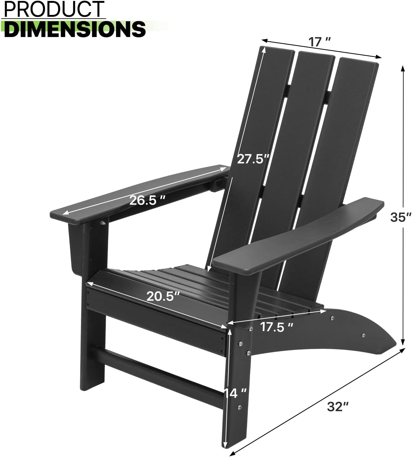 Magshion Juego de 2 sillas Adirondack para exteriores, sillas de plástico para patio, césped, jardín, sillas resistentes a la intemperie, capacidad