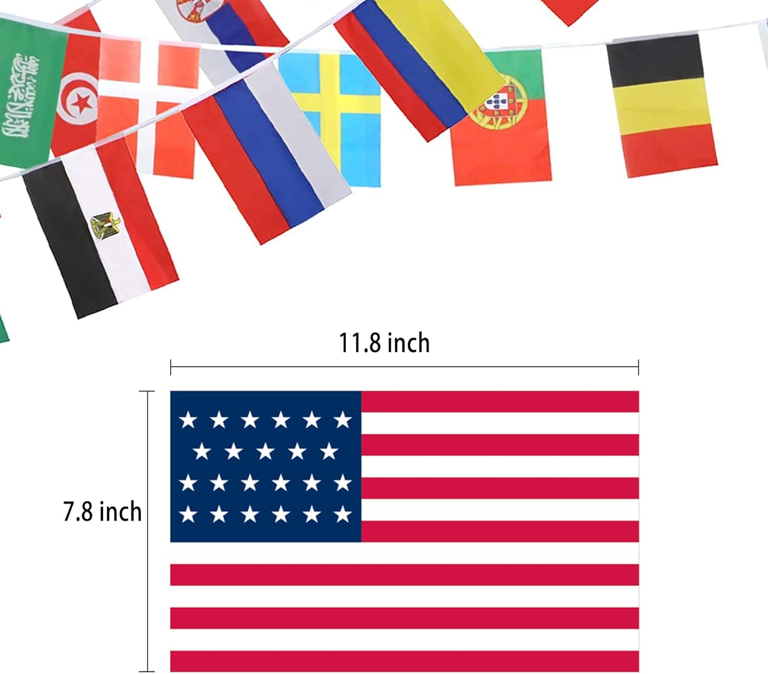AZCOVER – Banderas de fiesta de fútbol de Qatar 2022 de 11.8 x 7.8 pulgadas, banderines de 32 equipos, suministros de fiesta de todo el mundo,