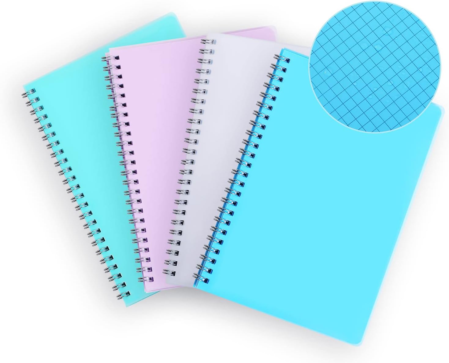 Cuadernos de papel cuadriculado, paquete de 4 cuadernos de cuadrícula en espiral de 5.7 x 8.3 pulgadas, 640 páginas, bonitos cuadernos de