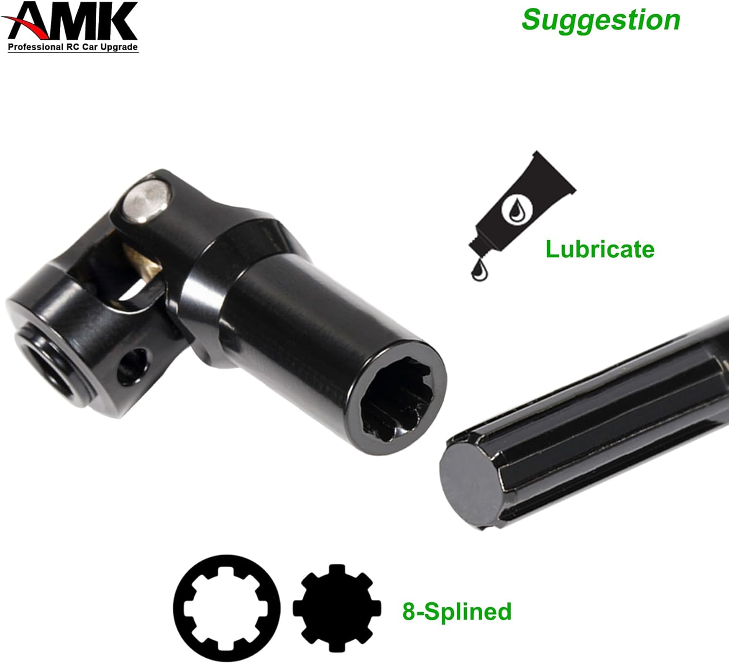 AMK Eje de transmisión SCX10 con rayas separables de 2.677-9.016 in de acero inoxidable TRX4 para 110 RC Crawler Sportys Scalers GSPEED Axial Capra