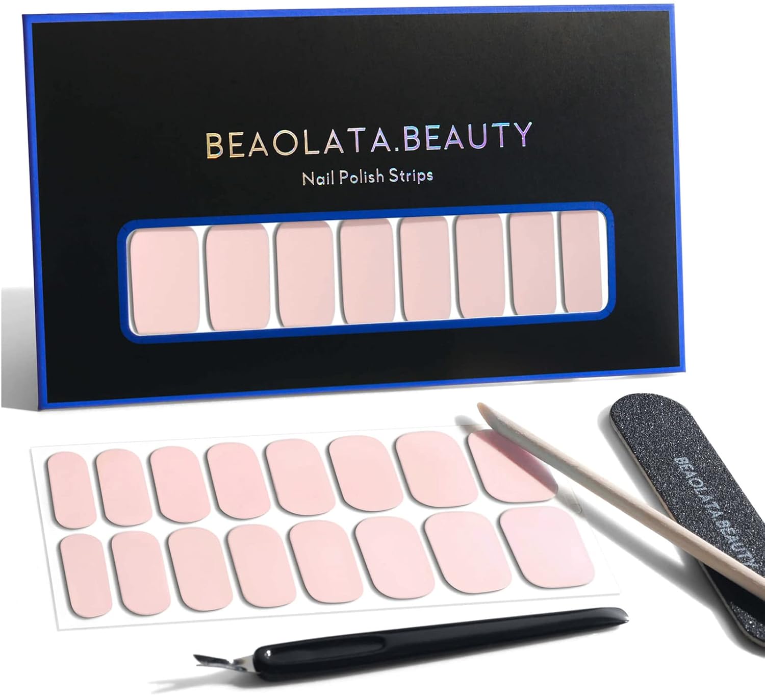 Beaolata Tiras de esmalte de uñas, 32 envolturas de uñas, calcomanías de uñas, tiras de uñas de gel, fáciles de aplicar y quitar, de larga duración,