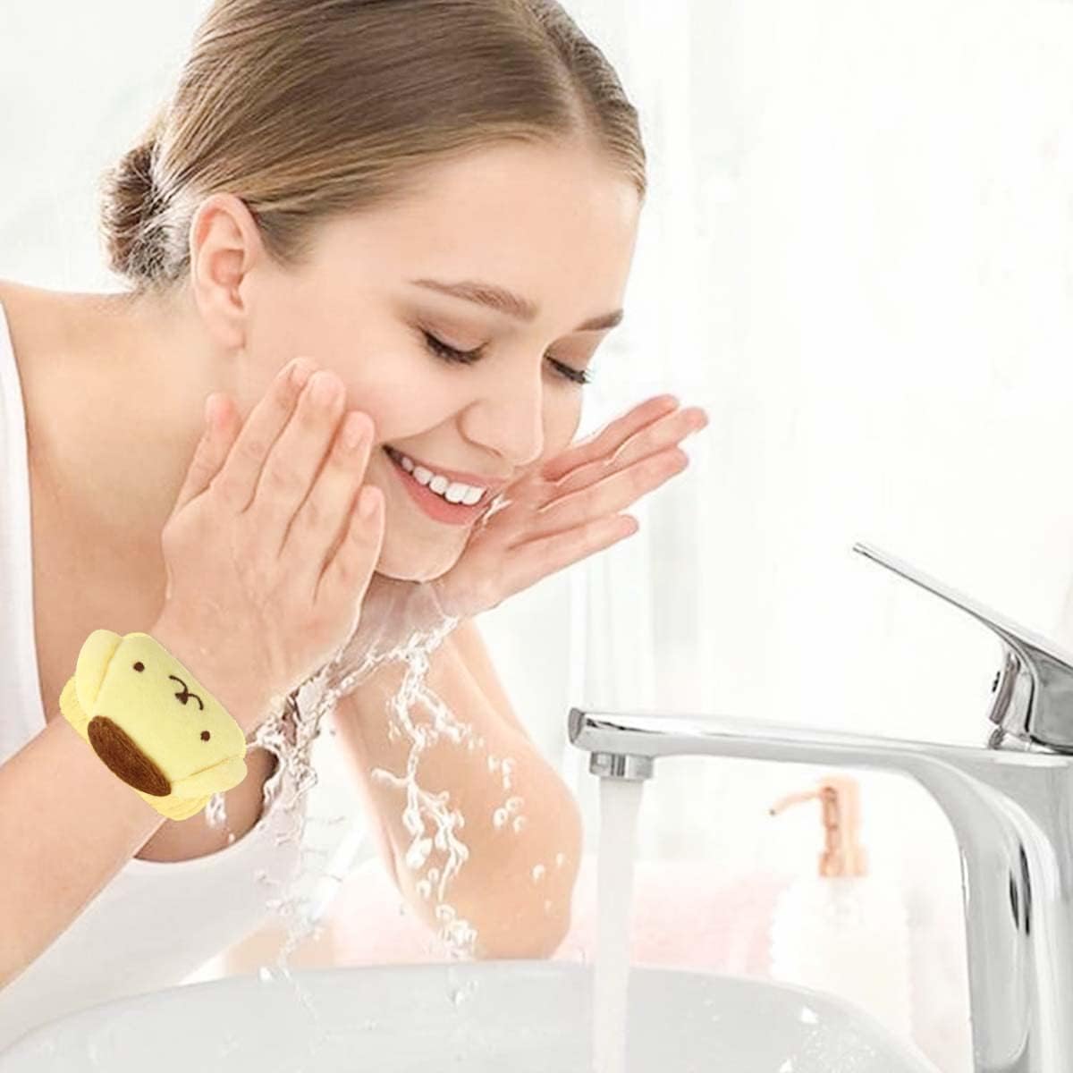 Juego de diadema y pulsera Kawaii Spa para lavado facial, lindas diademas suaves para el cuidado de la piel para mujeres y niñas, diadema de
