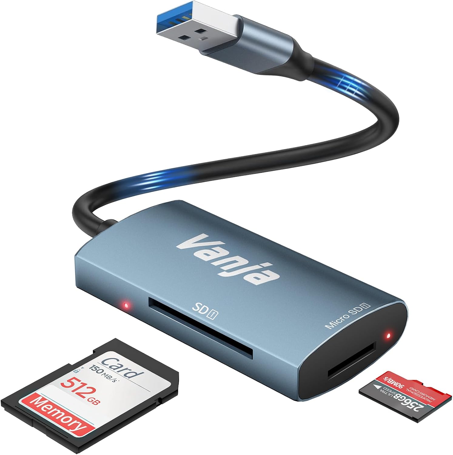 Lector de tarjetas SD USB, adaptador de tarjeta micro SD USB 3.0, adaptador de tarjeta SD a USB, lector de tarjetas de memoria, lector Vanja SD para