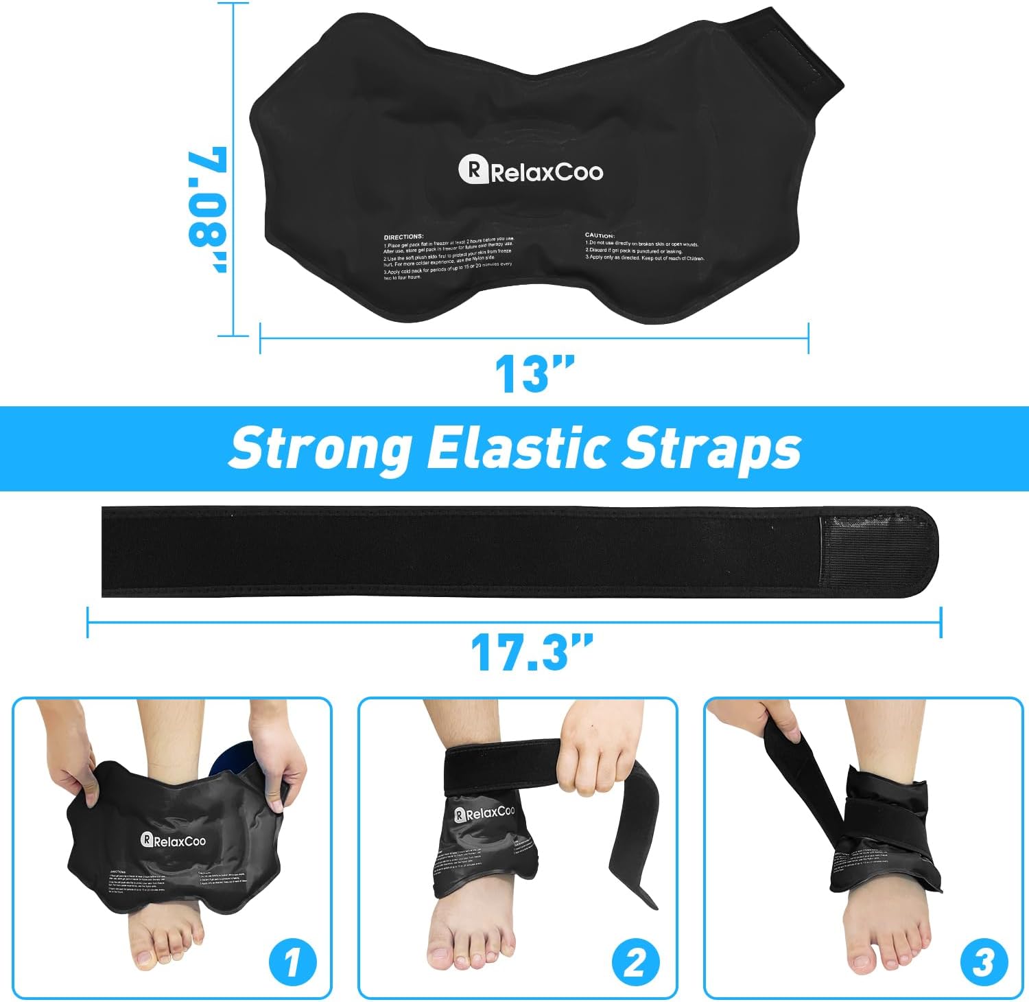 2 bolsas de hielo de tobillo para hinchazón, bolsa de hielo de gel reutilizable para lesiones de tobillo, terapia de compresión fría para aliviar el
