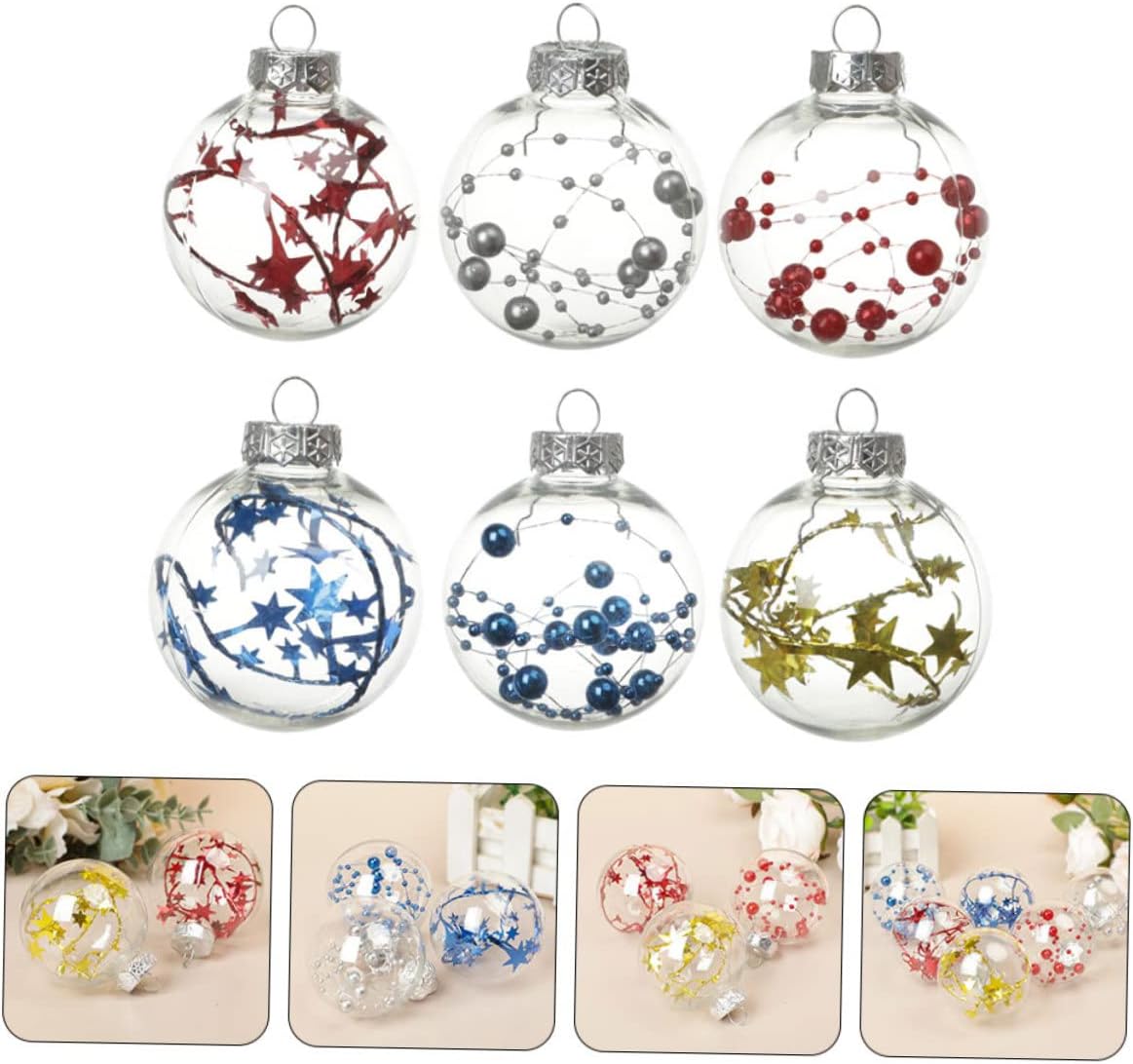 Zerodeko 6 bolas de Navidad decorativas, inastillables, adornos de Navidad transparentes, adorno de bola rellenable, bola de árbol de Navidad, bola
