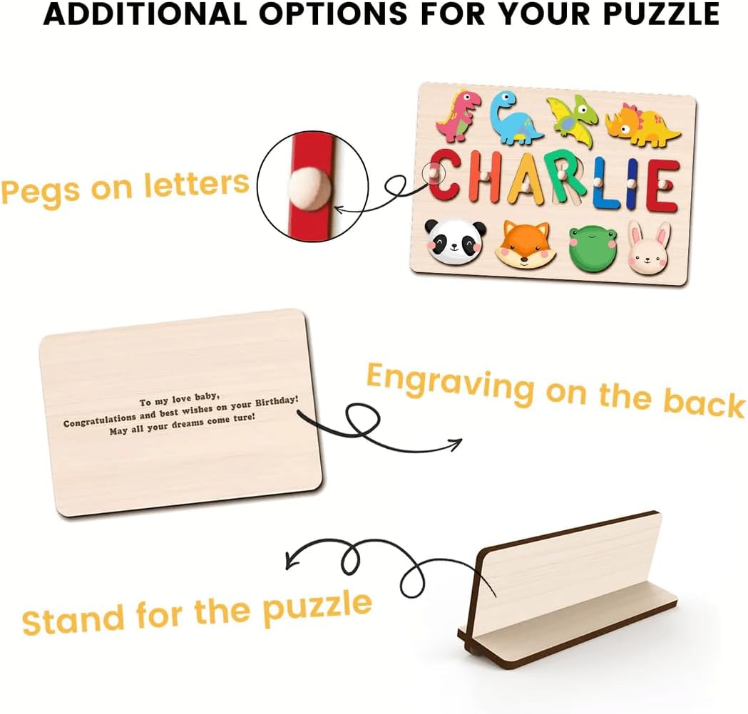 Rompecabezas con nombres personalizados para niños, rompecabezas educativos para niños y niñas, juguetes de madera de aprendizaje preescolar, regalo