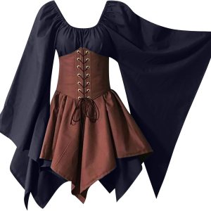 Medieval Renaissance Halloween Dress Women with Corset,Plus Size Victorian Ball Gowns Costume Vintage Irish Long Over Dress Medieval Renaissance Halloween Dress Women with Corset,Plus Size Victorian Ball Gowns Costume Vintage Irish Long Over Dress