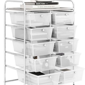 GOFLAME Carrito de almacenamiento con ruedas de 10 cajones, organizador de almacenamiento de manualidades sobre ruedas, carrito móvil multiusos para GOFLAME Carrito de almacenamiento con ruedas de 10 cajones, organizador de almacenamiento de manualidades sobre ruedas, carrito móvil multiusos para